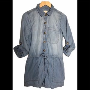 HARPER HERITAGE Chambray Long Sleeve Short Romper Small